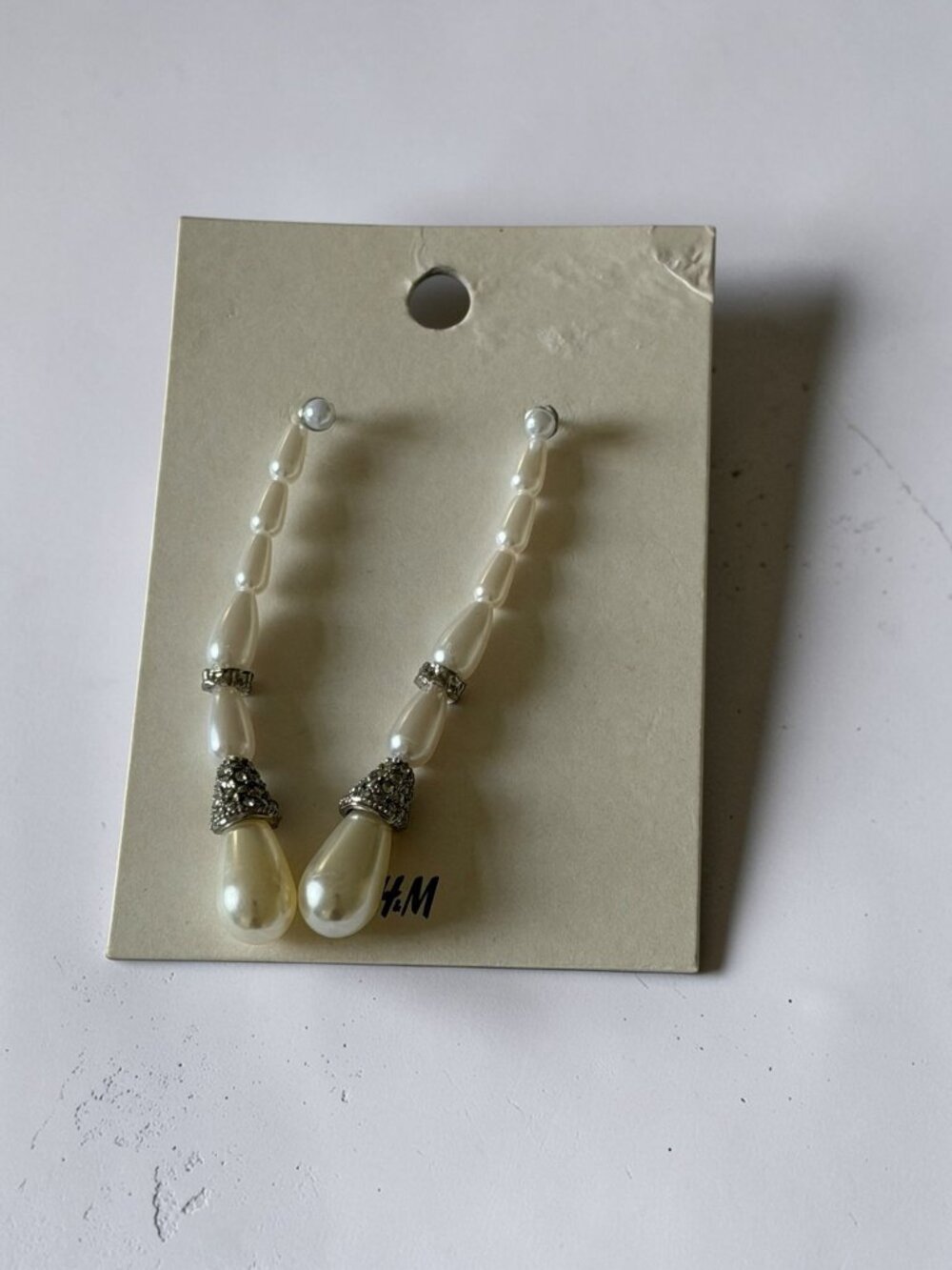 H&M Silver Faux Pearl Drop Earrings NEW NWT